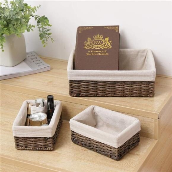 Handmade Storage Basket Wicker Baskets for Organizing Shelf Baskets Woven Decor - Picture 4 of 8